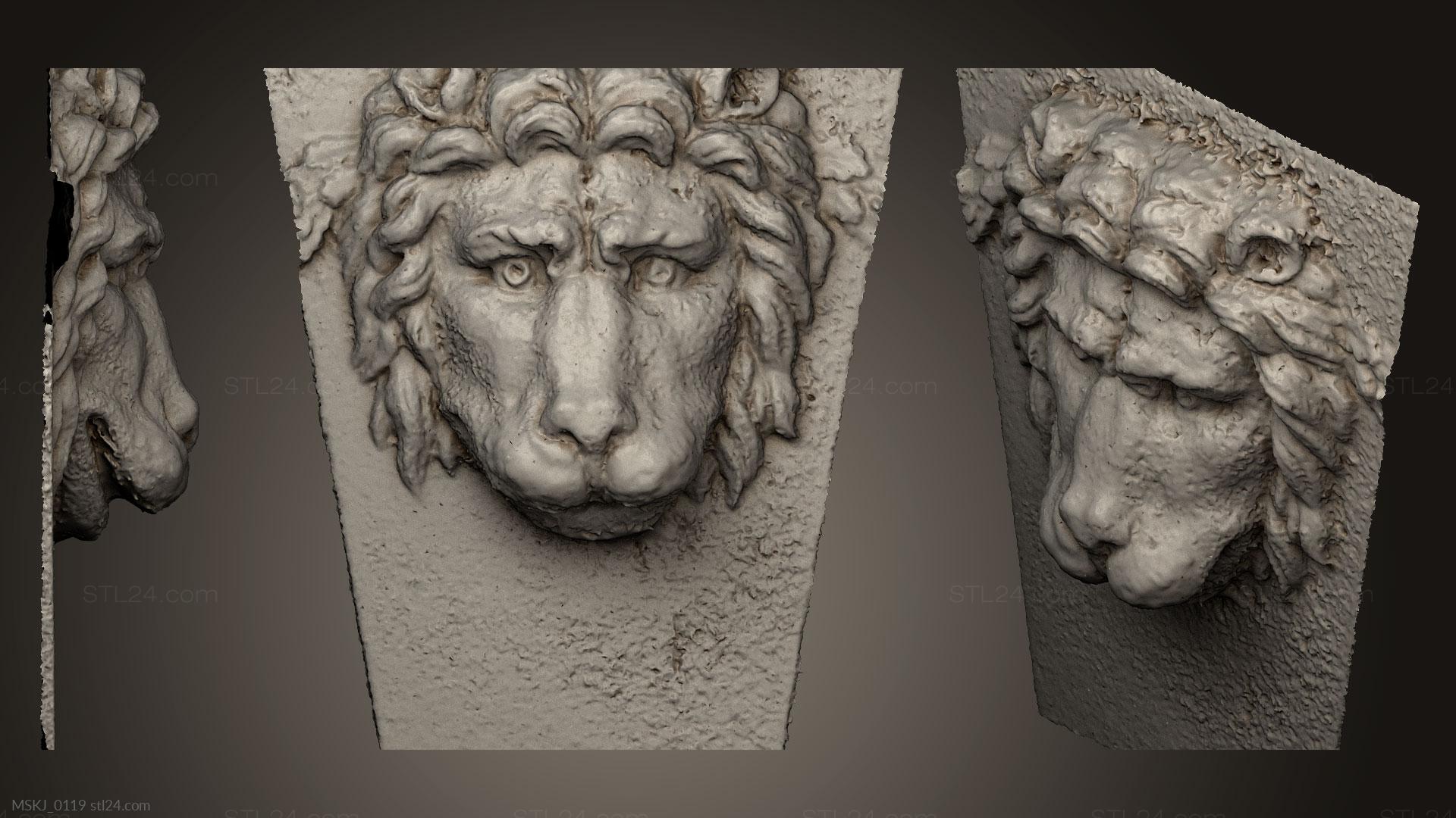 Маски и морды животных (Маски льва, MSKJ_0119) 3D модель для ЧПУ станка